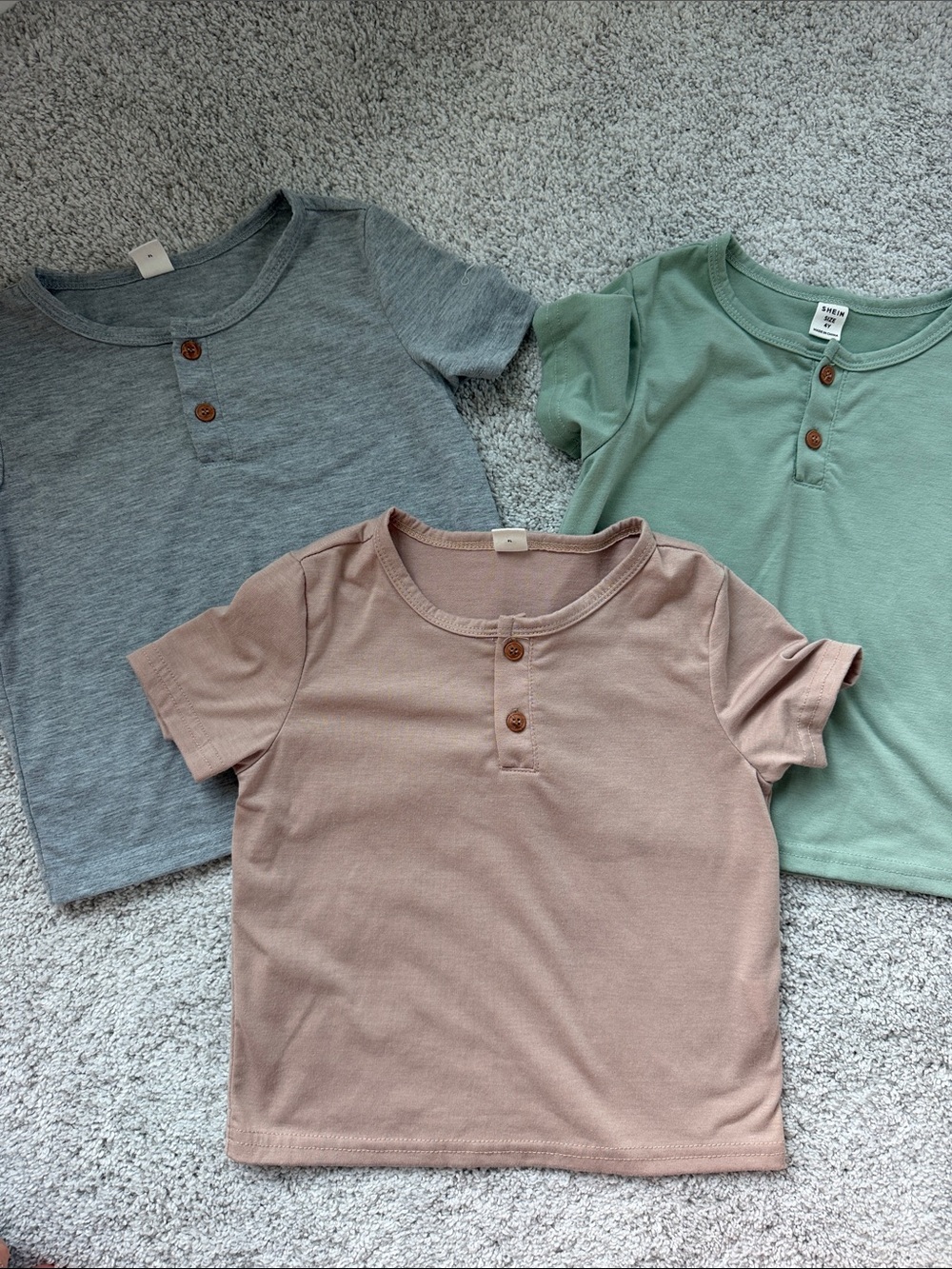 Classic Henley Tee - Pink, Green & Gray Kids Shirt Set